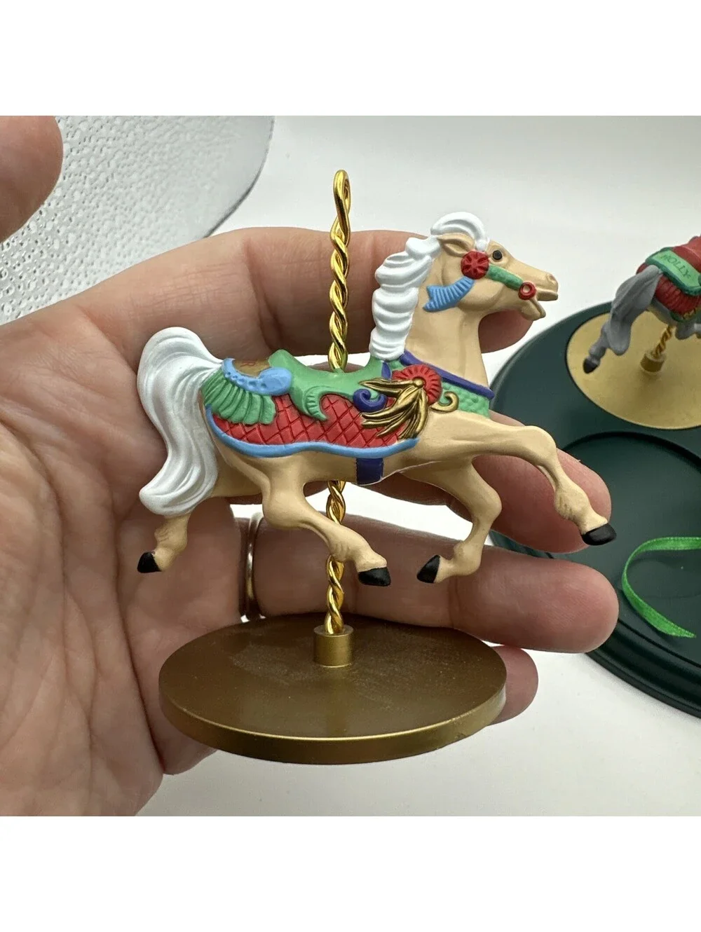 1989 Hallmark Carousel Horse Ornaments Complete 5 Piece Set Christmas